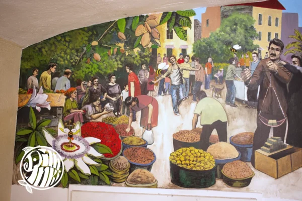 an old fashion open market wall art
